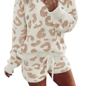 Zoolilly Cream and Brown Leopard V-Neck Sweater Set
